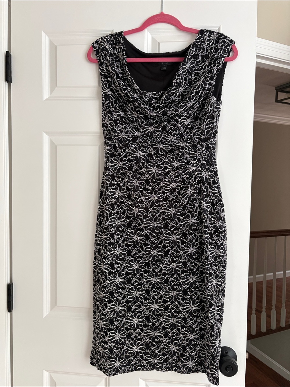 connected apparel Black Dress with White Floral Lace